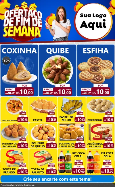Modelo de Encarte para Encarte Grande com o tema Ofertaço de Fim de Semana para Salgadaria
