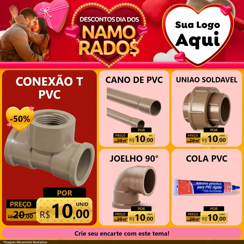 Modelo de Rede Social para Feed Facebook com o tema Descontos Dia dos Namorados para Tubos e conexões