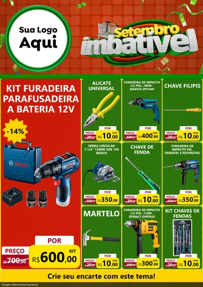 Modelo de Encarte para Encarte A4 Vertical com o tema Setembro Imbatível para Maquinas e Ferramentas