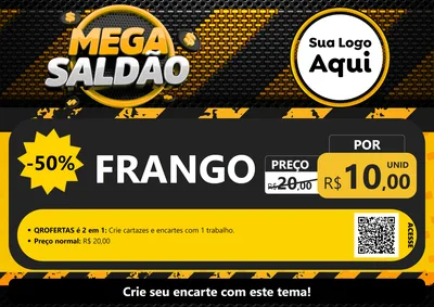 Modelo de Cartaz para Cartaz A4 Horizontal com o tema Mega Saldão para Assados
