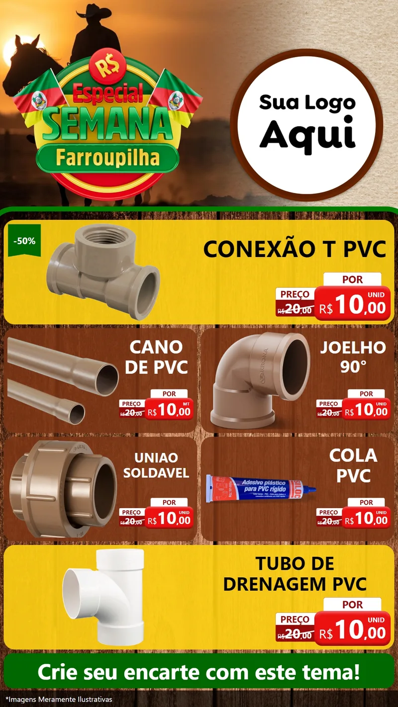 Modelo de TV para TV Vertical com o tema Especial Semana Farroupilha para Tubos e conexões