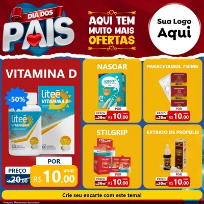 Modelo de Rede Social para Feed Facebook com o tema Dia dos Pais para Farmácia