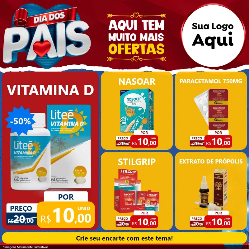 Modelo de Rede Social para Feed Facebook com o tema Dia dos Pais para Farmácia