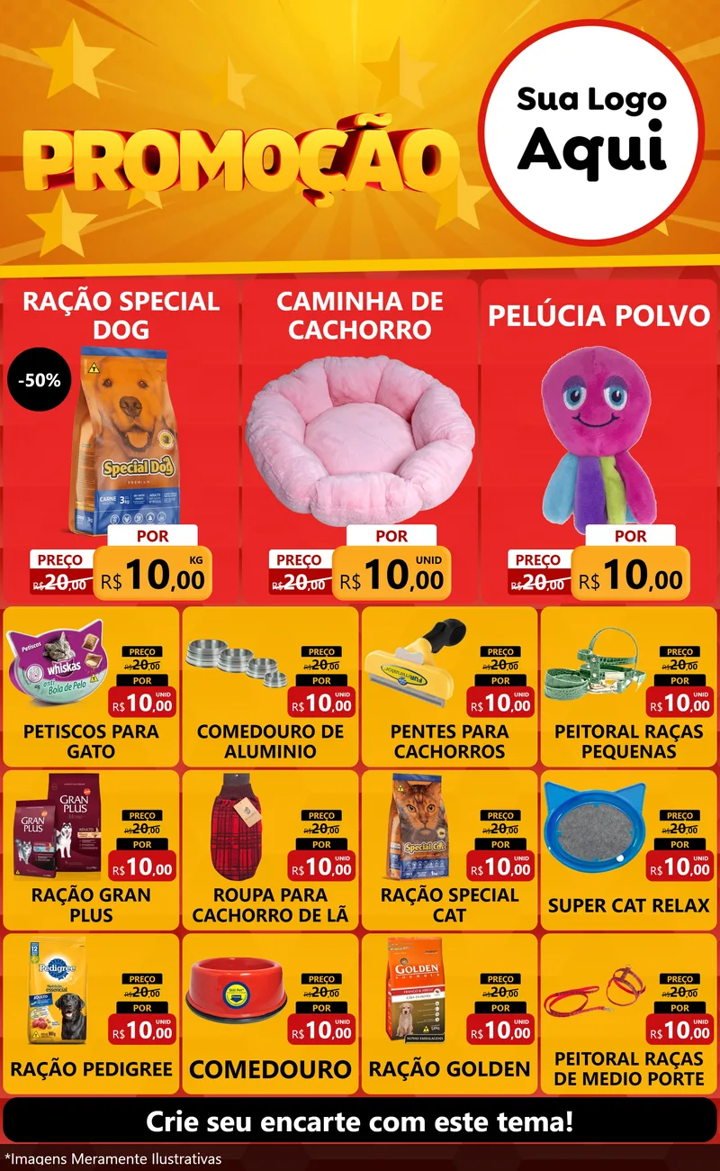Modelo de Encarte para Encarte Grande com o tema Promoção para Pet Shop