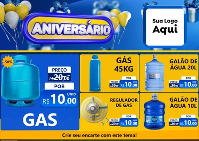 Modelo de Encarte para Encarte A4 Horizontal com o tema Aniversário para Água e gás