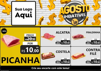 Modelo de Encarte para Encarte A4 Horizontal com o tema Agosto imbatível para Açougue