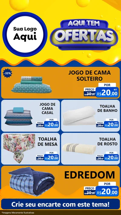 Modelo de TV para TV Vertical com o tema Aqui Tem Ofertas para Cama, Mesa e Banho