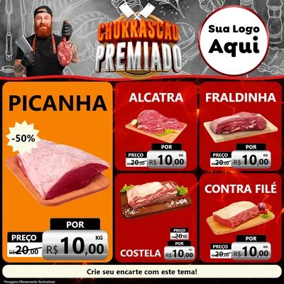 Modelo de Rede Social para Feed Facebook com o tema Churrascão Premiado para Açougue