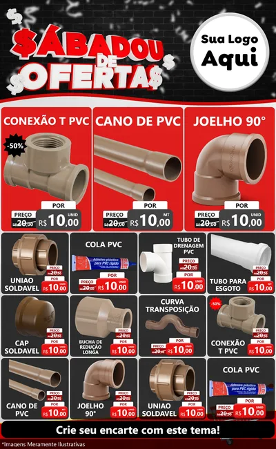 Modelo de Encarte para Encarte Grande com o tema Sabadou de Ofertas para Tubos e conexões