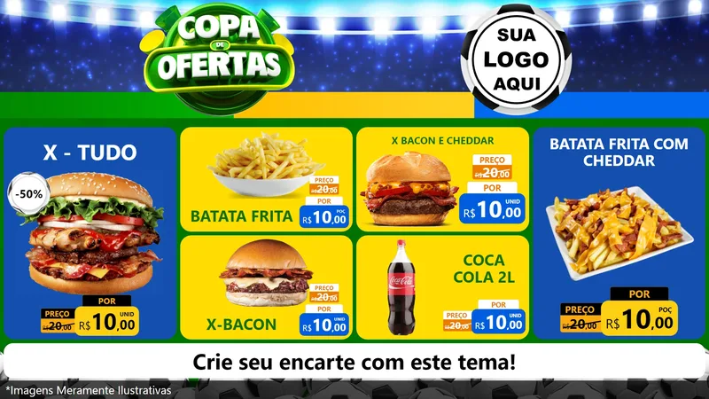Modelo de TV para TV Horizontal com o tema Copa de Ofertas para Hamburgueria