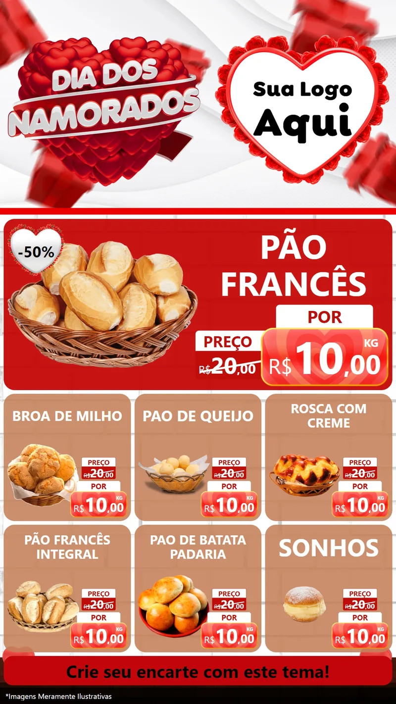 Modelo de Rede Social para Stories com o tema Dia dos Namorados para Padaria