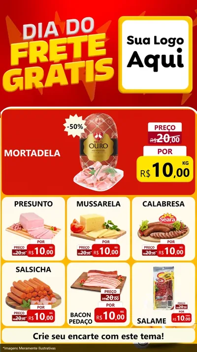 Modelo de Rede Social para Stories com o tema Dia do Frete Grátis para Frios e Laticínios