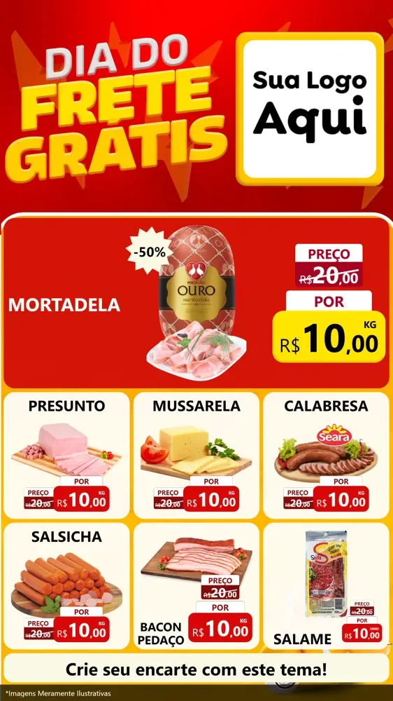 Modelo de Rede Social para Stories com o tema Dia do Frete Grátis para Frios e Laticínios