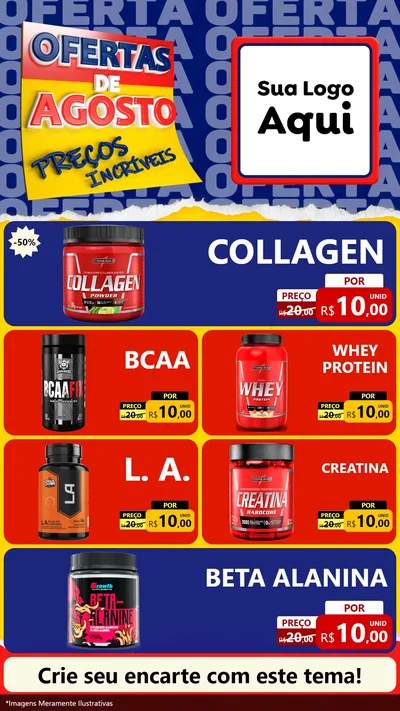 Modelo de TV para TV Vertical com o tema Ofertas de Agosto - Preços Incríveis para Suplementos alimentares