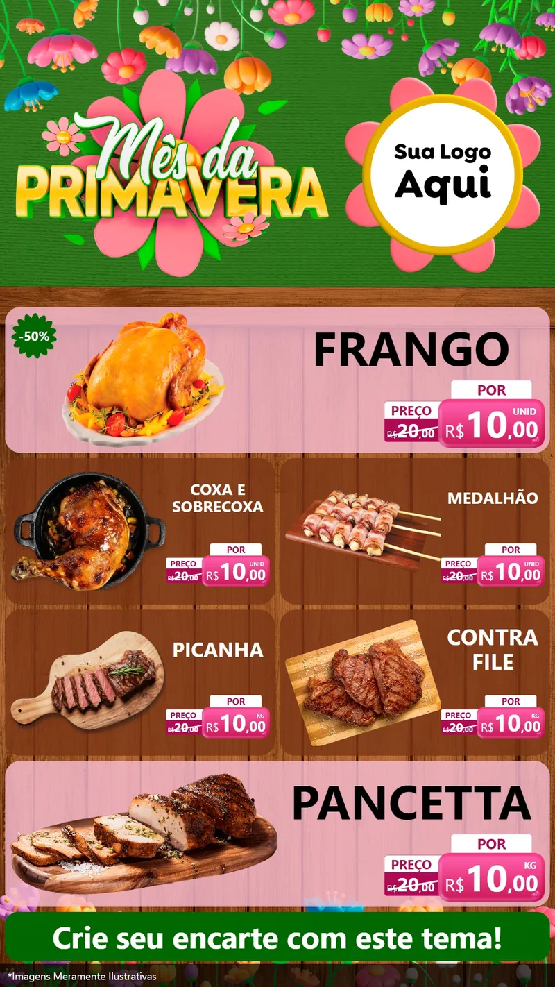 Modelo de TV para TV Vertical com o tema Mês da Primavera para Assados