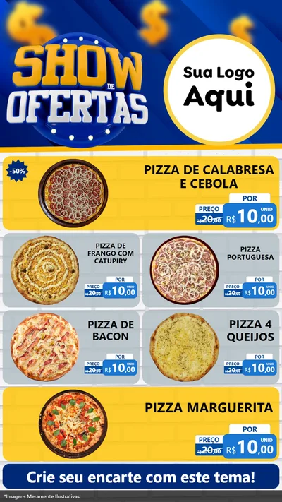 Modelo de TV para TV Vertical com o tema Show de Ofertas para Pizzaria