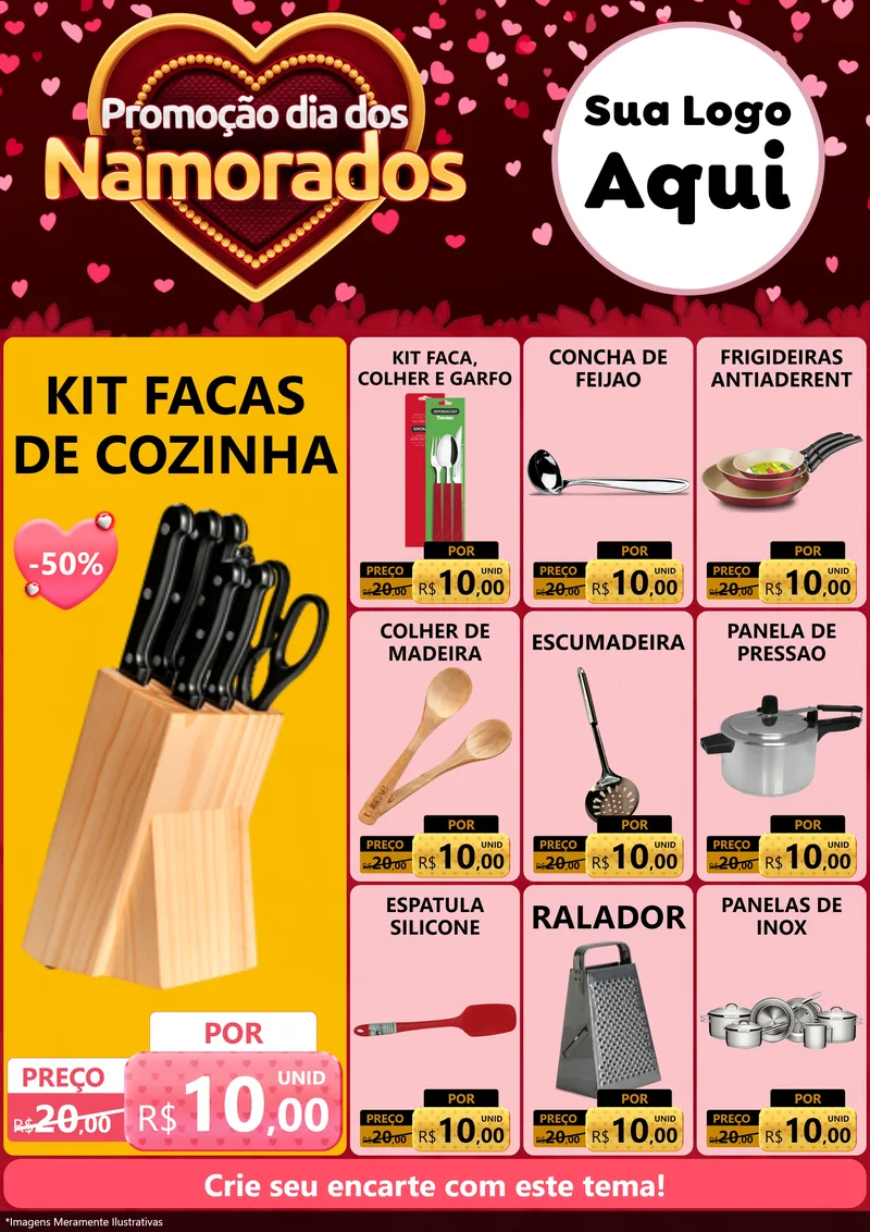 Modelo de Encarte para Encarte A4 Vertical com o tema Promoção Dia Dos Namorados para Utilidades Domésticas