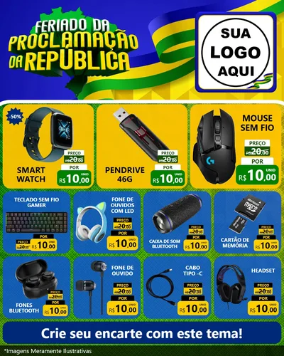 Modelo de Rede Social para Feed Instagram com o tema Feriado da Proclamação da República para Informática