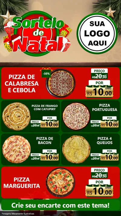 Modelo de TV para TV Vertical com o tema Sorteio de Natal para Pizzaria