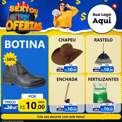 Modelo de Rede Social para Feed Facebook com o tema Sextou de Ofertas para Agropecuária