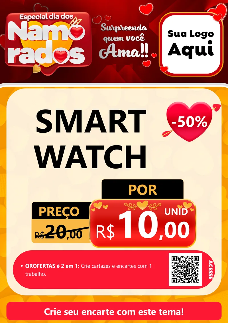 Modelo de Cartaz para Cartaz A4 Vertical com o tema Especial Dia dos Namorados para Informática