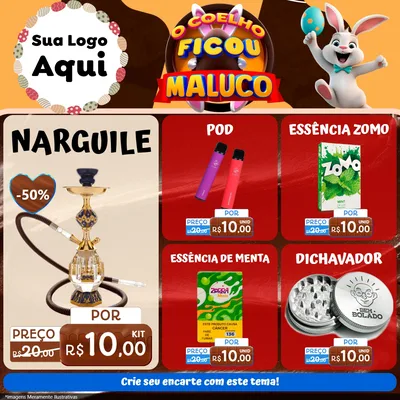 Modelo de Rede Social para Feed Facebook com o tema O Coelho Ficou Maluco - Páscoa para Tabacaria