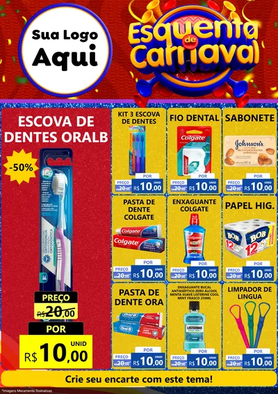 Modelo de Encarte para Encarte A4 Vertical com o tema Esquenta de Carnaval para Higiene Pessoal
