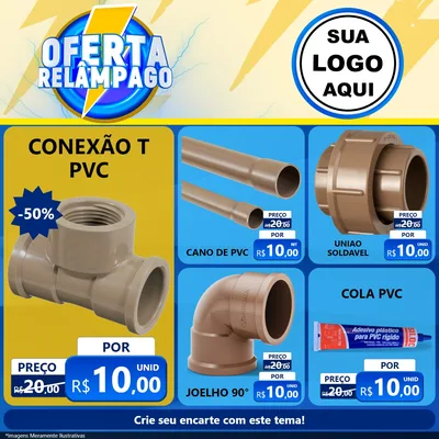 Modelo de Rede Social para Feed Facebook com o tema Oferta Relâmpago para Tubos e conexões