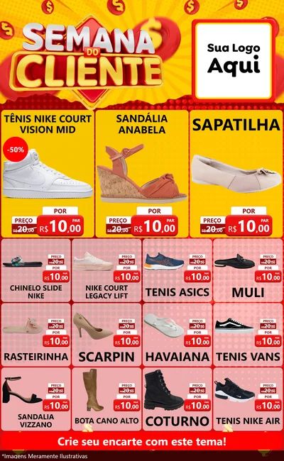 Modelo de Encarte para Encarte Grande com o tema Semana do Cliente para Calçados