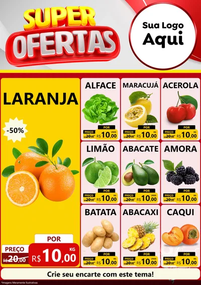 Modelo de Encarte para Encarte A4 Vertical com o tema Super Ofertas para Hortifrúti