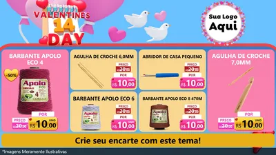 Modelo de TV para TV Horizontal com o tema Valentine's Day para Armarinho e Aviamentos