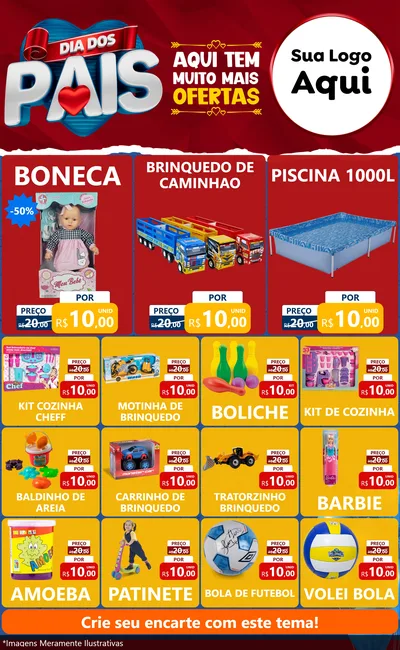 Modelo de Encarte para Encarte Grande com o tema Dia dos Pais para Brinquedos