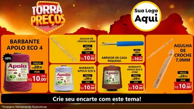 Modelo de TV para TV Horizontal com o tema Torra Preços para Armarinho e Aviamentos