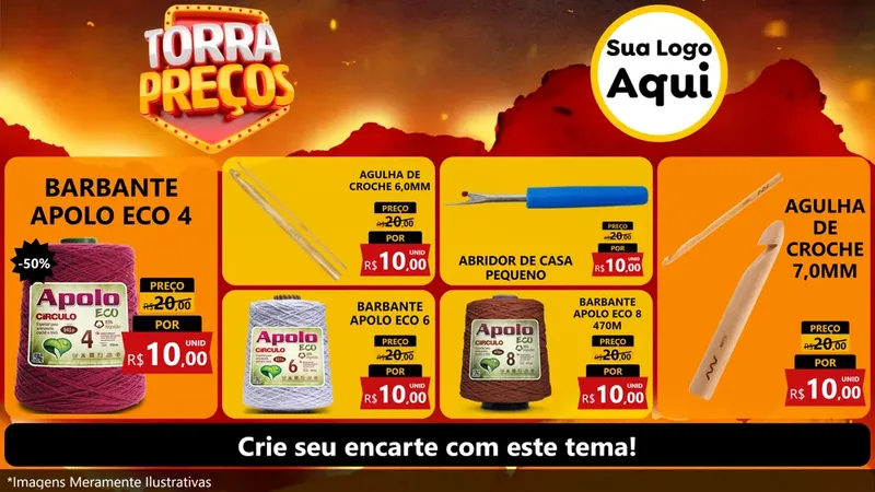 Modelo de TV para TV Horizontal com o tema Torra Preços para Armarinho e Aviamentos