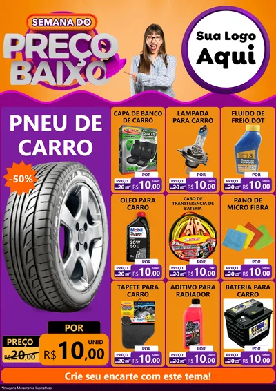 Modelo de Encarte para Encarte A4 Vertical com o tema Semana do Preço Baixo para Auto peças