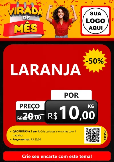 Modelo de Cartaz para Cartaz A4 Vertical com o tema Virada de Mês para Hortifrúti
