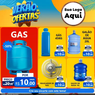 Modelo de Rede Social para Feed Facebook com o tema Verão de Ofertas para Água e gás