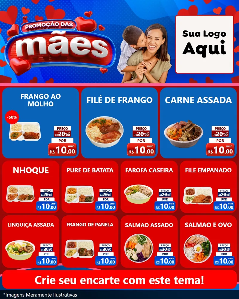 Modelo de Rede Social para Feed Instagram com o tema Promoção das Mães para Restaurante
