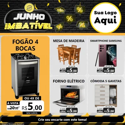 Modelo de Rede Social para Feed Facebook com o tema Junho Imbatível para Móveis e Eletro