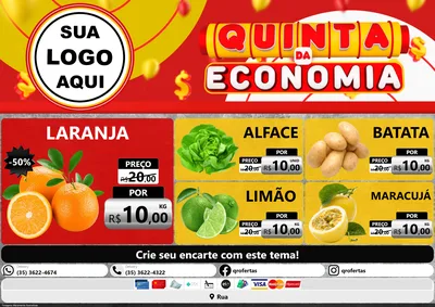 Modelo de Encarte para Encarte A4 Horizontal com o tema Quinta da Economia para Hortifrúti