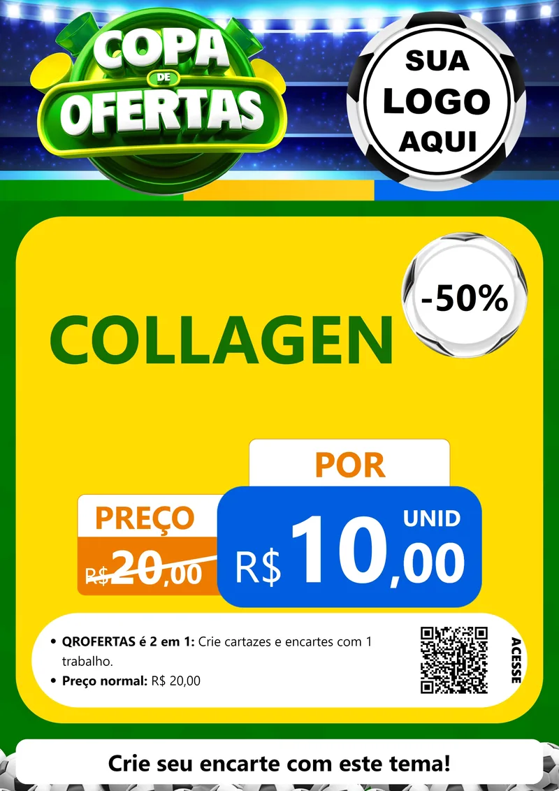 Modelo de Cartaz para Cartaz A4 Vertical com o tema Copa de Ofertas para Suplementos alimentares