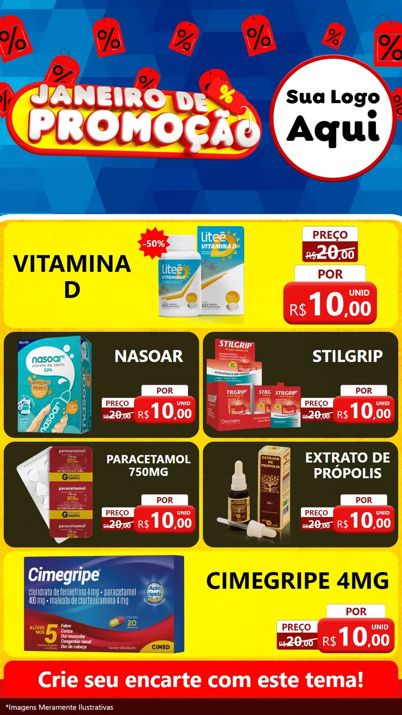 Modelo de TV para TV Vertical com o tema Janeiro de Promoção para Farmácia