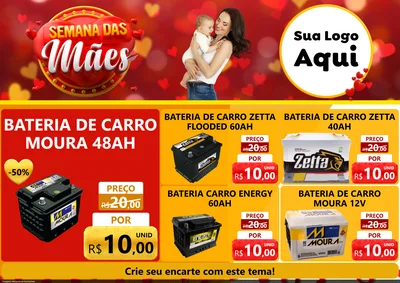 Modelo de Encarte para Encarte A4 Horizontal com o tema Semana das Mães para Baterias Elétricas