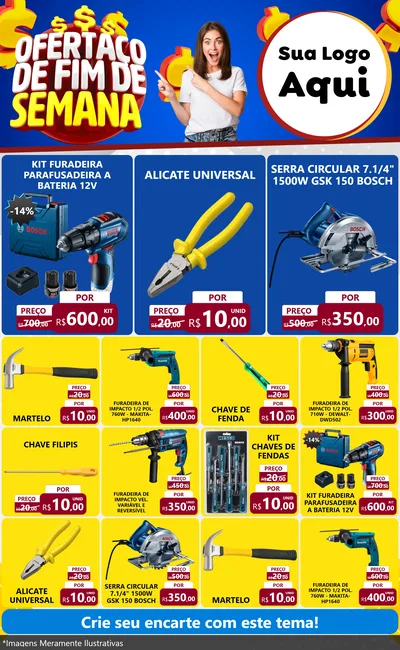 Modelo de Encarte para Encarte Grande com o tema Ofertaço de Fim de Semana para Maquinas e Ferramentas