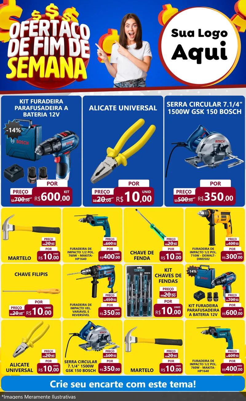 Modelo de Encarte para Encarte Grande com o tema Ofertaço de Fim de Semana para Maquinas e Ferramentas