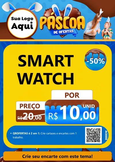 Modelo de Cartaz para Cartaz A4 Vertical com o tema Páscoa de Ofertas para Informática
