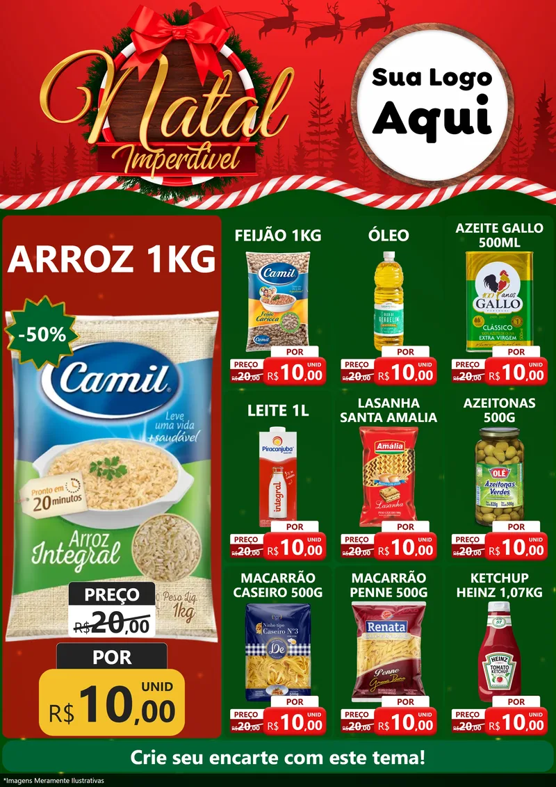 Modelo de Encarte para Encarte A4 Vertical com o tema Natal Imperdível para Supermercado