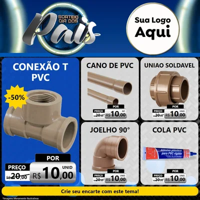 Modelo de Rede Social para Feed Facebook com o tema Sorteio Dia Dos Pais para Tubos e conexões