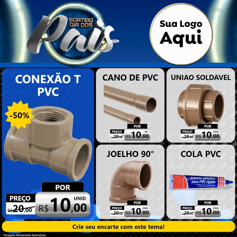 Modelo de Rede Social para Feed Facebook com o tema Sorteio Dia Dos Pais para Tubos e conexões