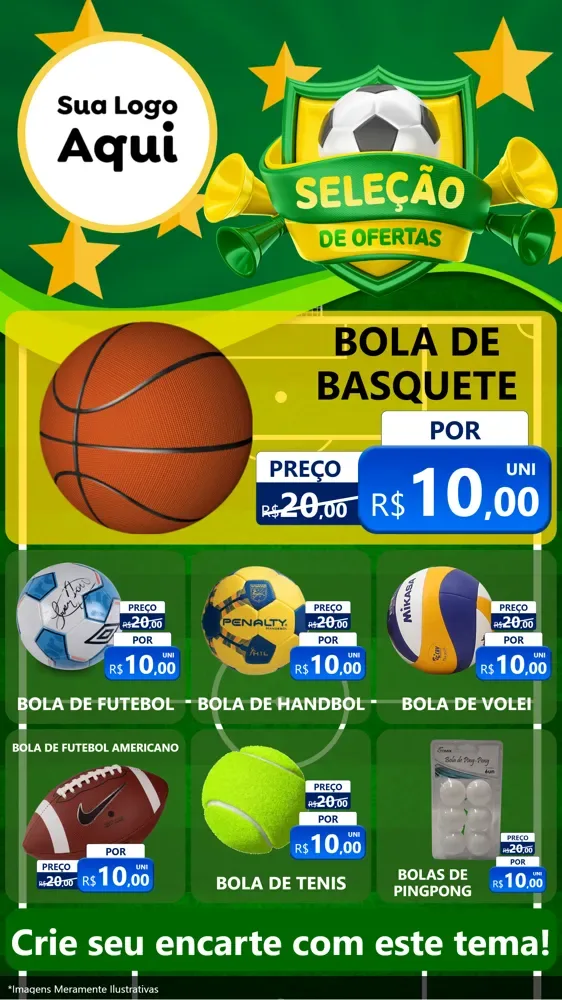 Modelo de Rede Social para Stories com o tema Seleção de Ofertas - Copa para Artigos Esportivos